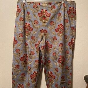 Talbots Red and Gold Floral Pants